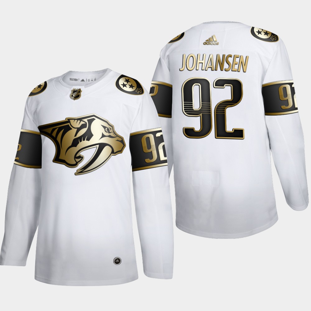 Nashville Predators #92 Ryan Johansen Men Adidas White Golden Edition Limited Stitched NHL Jersey->nashville predators->NHL Jersey